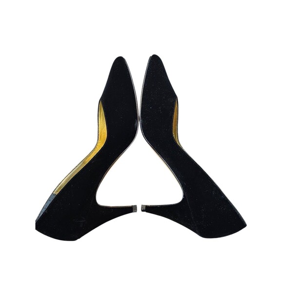 Vintage 90s Touch Of Nina Black Velvet Heels Pumps Shoes Leather Sole 6.5 M - Picture 13 of 16